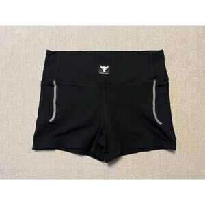 Under Armour Project Rock Meridian Shorts Womens Large Fitted High Rise Black